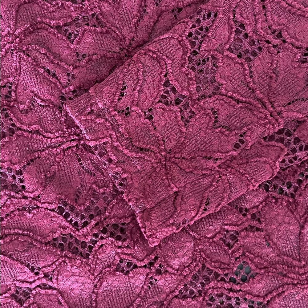 White House Black Market Burgundy Lace Long Sleeve Top Set - Picture 5 of 5